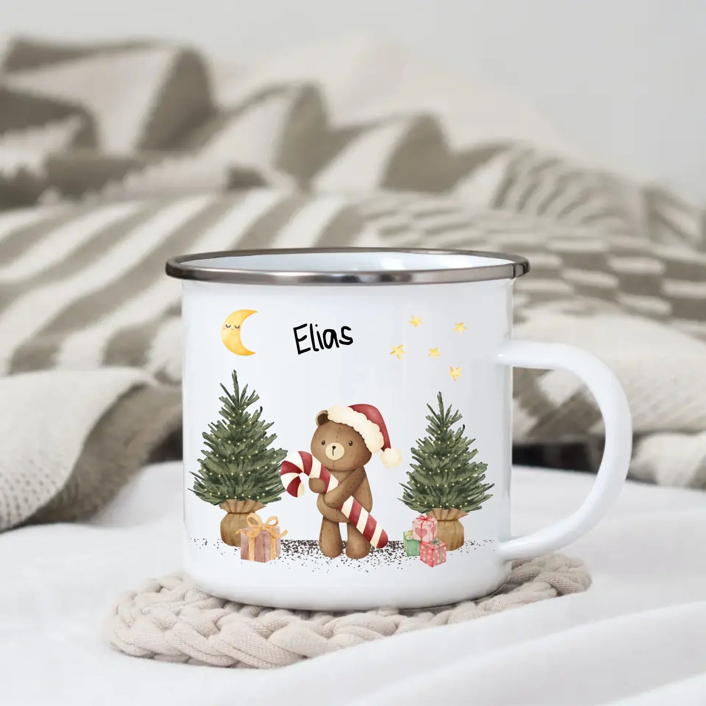 Personalisierte Weihnachtstasse für Kinder "Teddy" Little Mathilda Little Mathilda Emaille Tasse