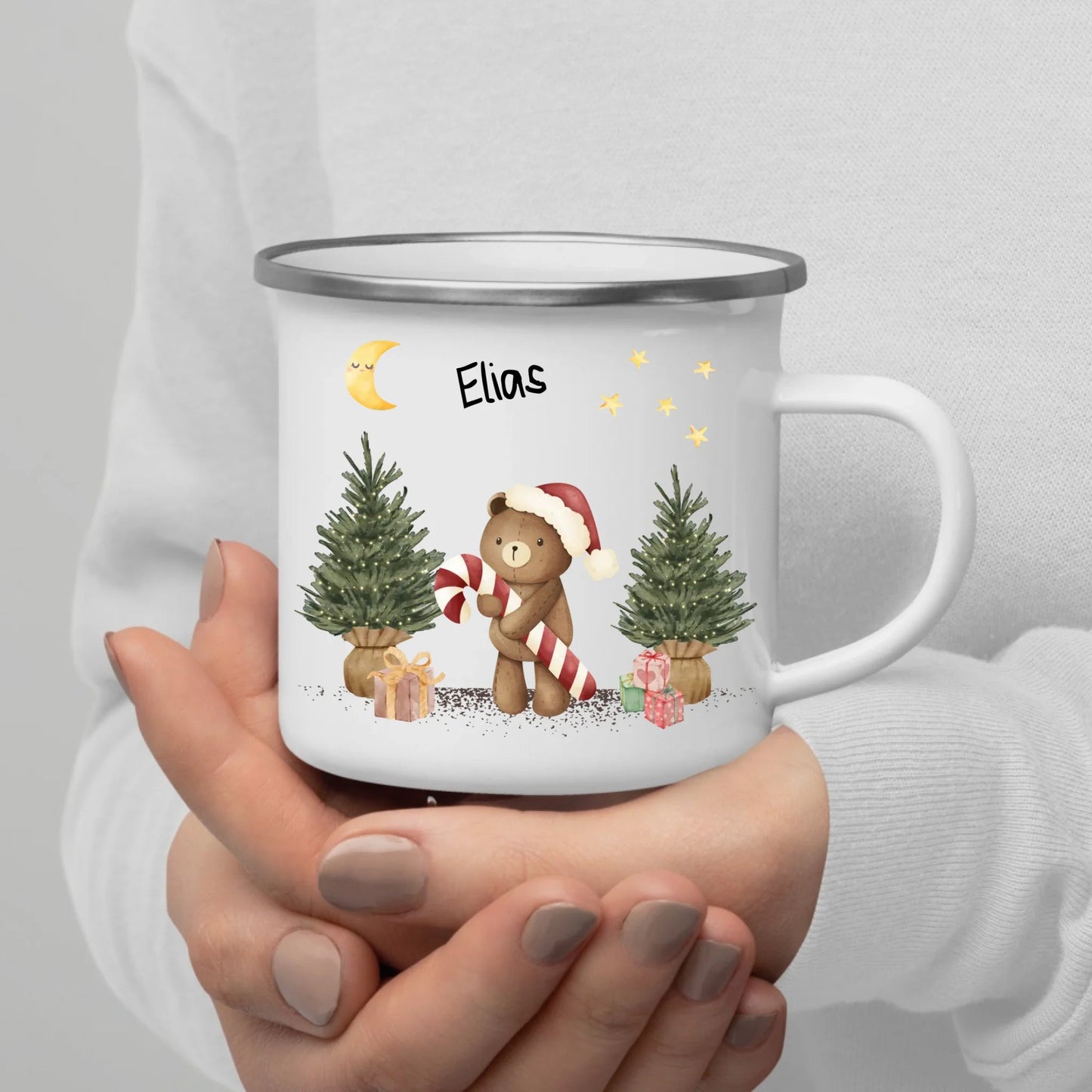 Personalisierte Weihnachtstasse für Kinder "Teddy" Little Mathilda Little Mathilda Emaille Tasse