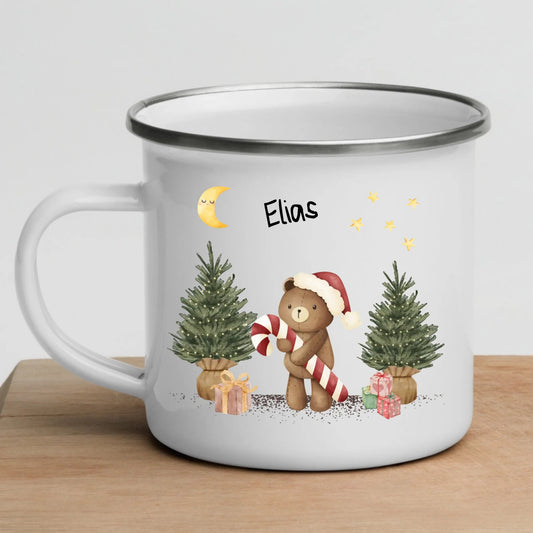 Personalisierte Weihnachtstasse für Kinder "Teddy" Little Mathilda Little Mathilda Emaille Tasse