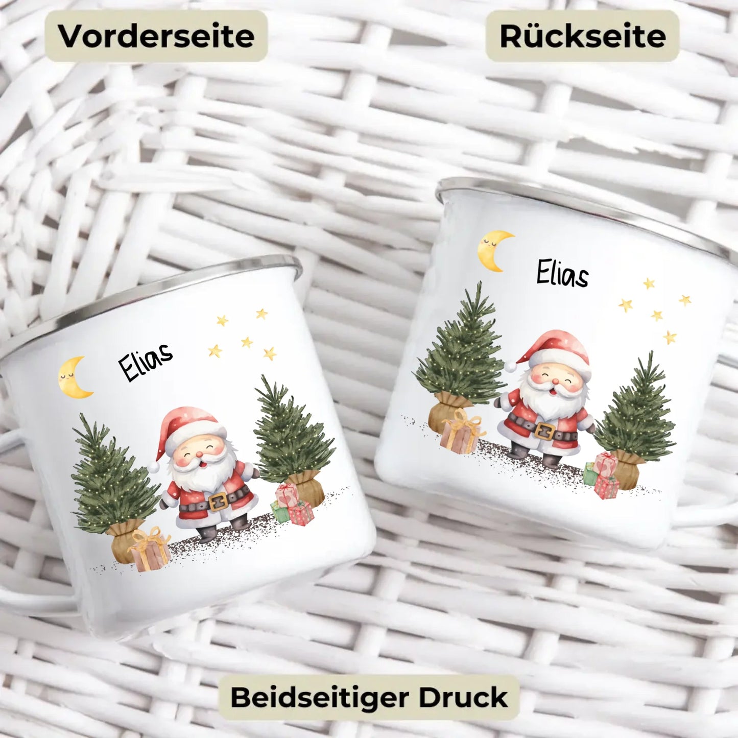 Emaille Kindertasse mit Namen und Tiermotiv – personalisierte Tasse für Kinder zum Frühstück oder Kindergarten