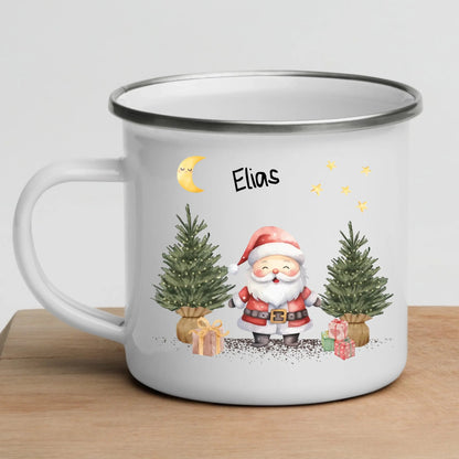 Personalisierte Emaille Kindertasse mit Namen von Little Mathilda – bruchsicherer Kinderbecher aus Emaille mit Henkel