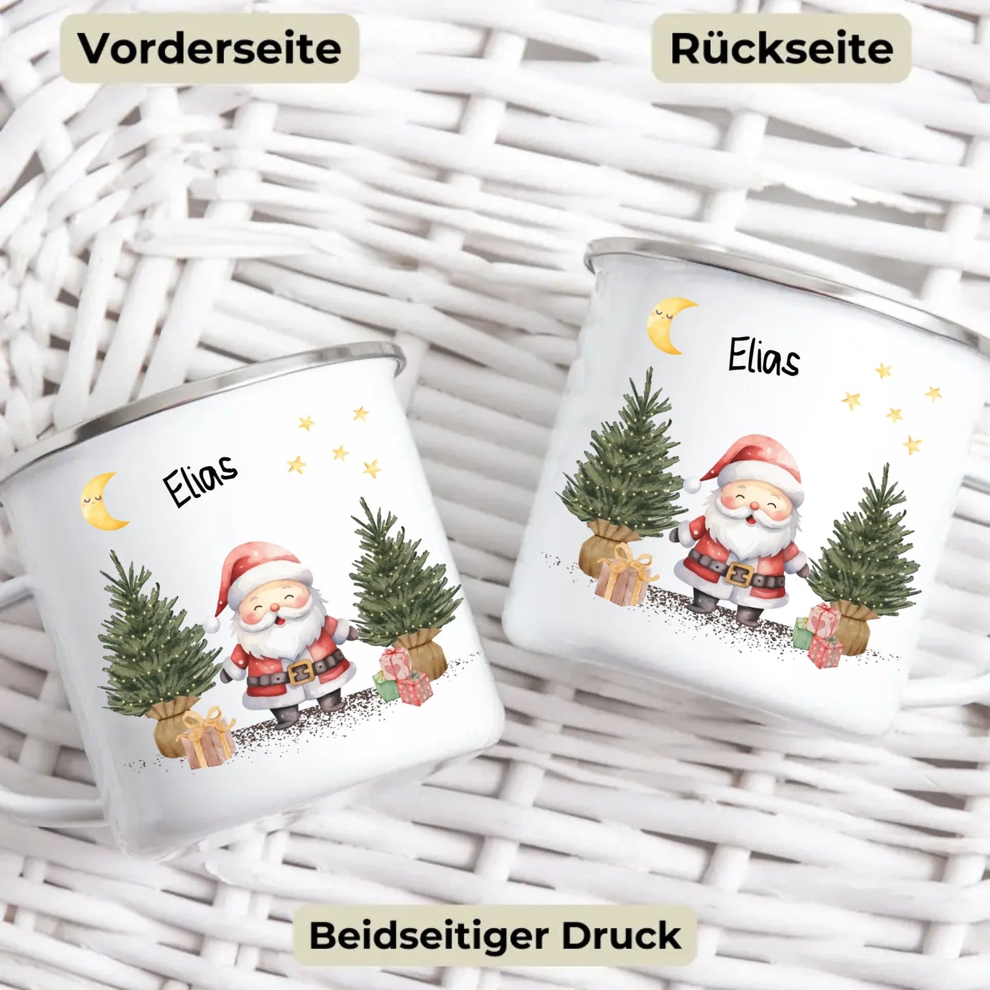 Personalisierte Weihnachtstasse für Kinder "Weihnachtsmann" Little Mathilda Little Mathilda Emaille Tasse