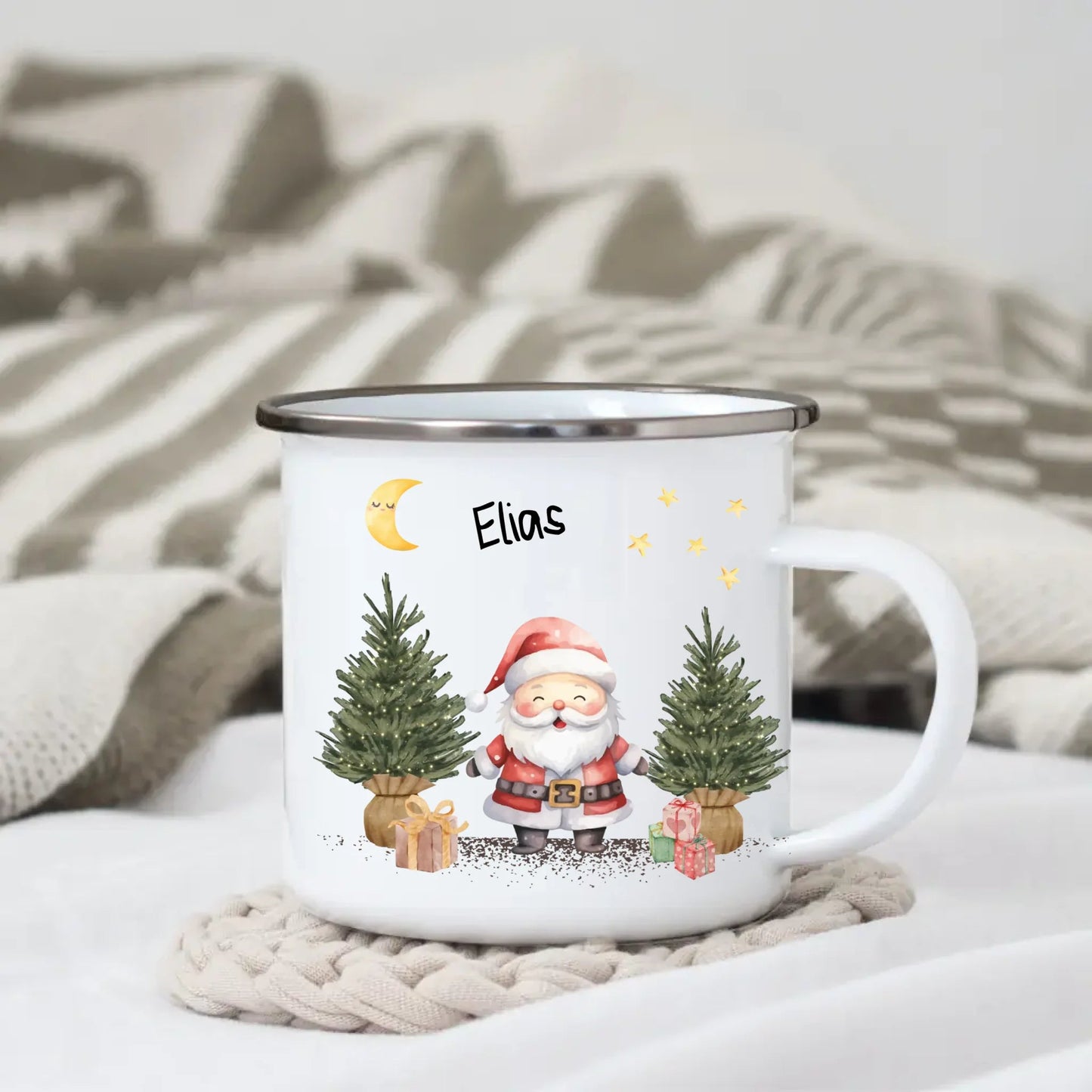 Personalisierte Weihnachtstasse für Kinder "Weihnachtsmann" Little Mathilda Little Mathilda Emaille Tasse
