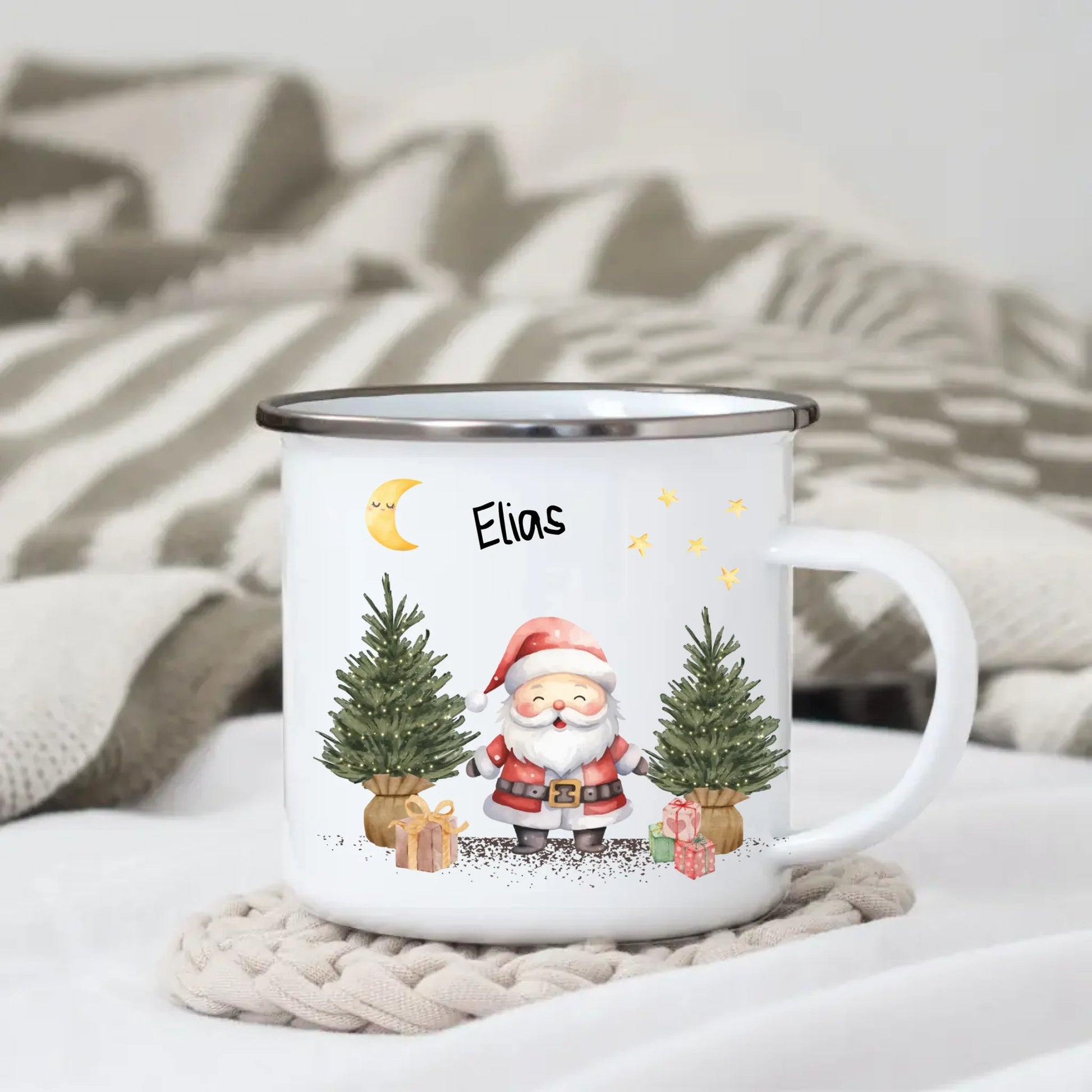 Personalisierte Weihnachtstasse für Kinder "Weihnachtsmann" Little Mathilda Little Mathilda Emaille Tasse