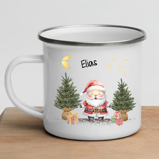 Personalisierte Weihnachtstasse für Kinder "Weihnachtsmann" Little Mathilda Little Mathilda Emaille Tasse