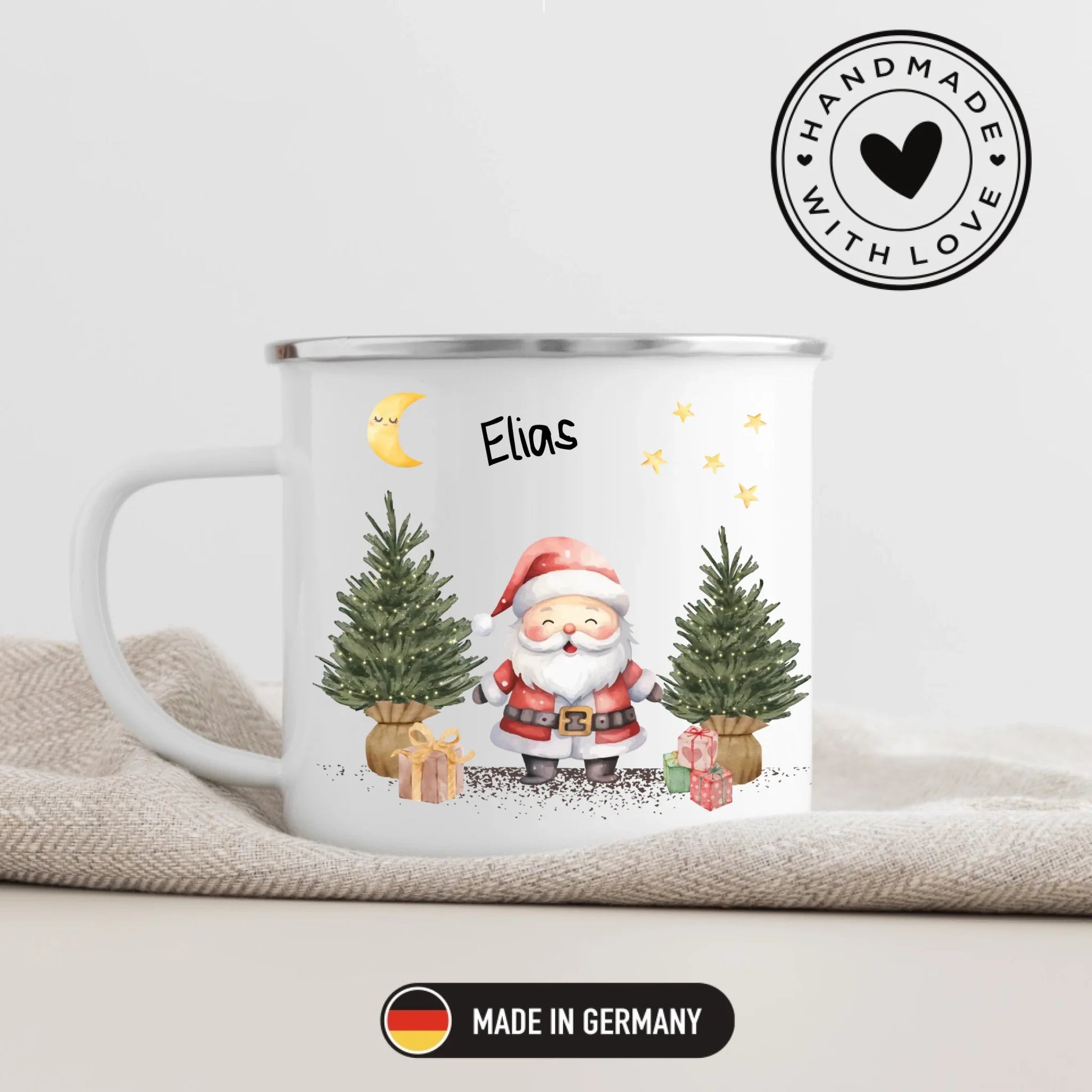 Personalisierte Weihnachtstasse für Kinder "Weihnachtsmann" Little Mathilda Little Mathilda Emaille Tasse