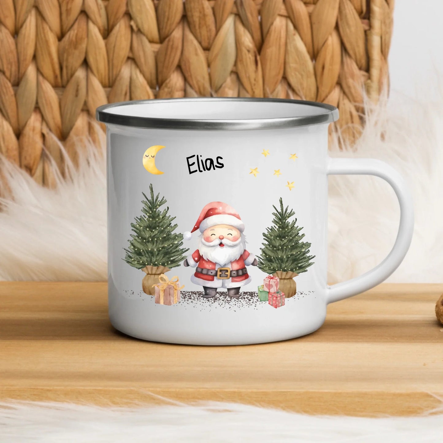 Kratzfeste Emaille Kindertasse mit Henkel – bruchsicherer Kinderbecher mit Namen und nachhaltiger Emaille-Beschichtung