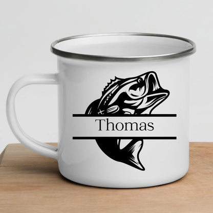 Personalisiertes Geschenk für Angler Emaille Tasse "Barsch" mit Namen Little Mathilda Little Mathilda Emaille Tasse