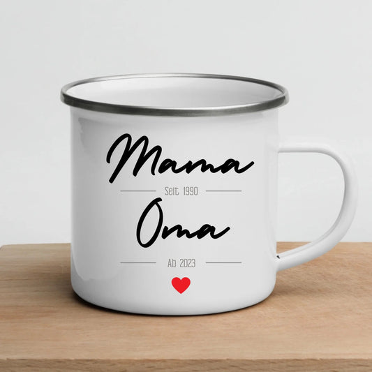 Personalisiertes Tasse Schwangerschaft verkünden: Mama seit..Oma ab.. | Geschenk zur Geburt Little Mathilda Little Mathilda Emaille Tasse