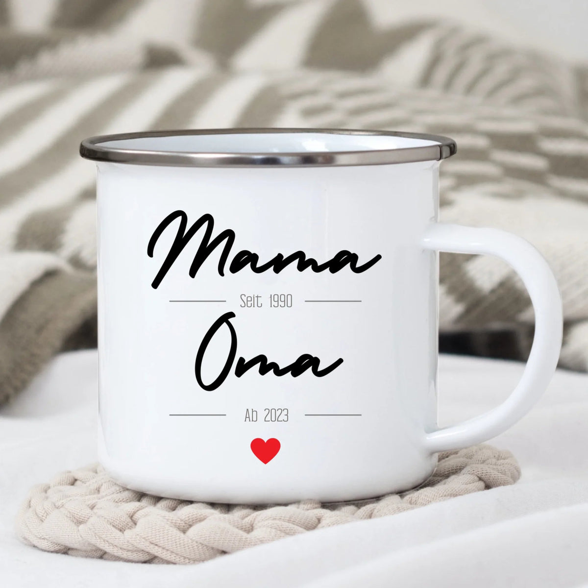 Personalisiertes Tasse Schwangerschaft verkünden: Mama seit..Oma ab.. | Geschenk zur Geburt Little Mathilda Little Mathilda Emaille Tasse