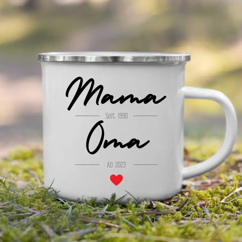 Personalisiertes Tasse Schwangerschaft verkünden: Mama seit..Oma ab.. | Geschenk zur Geburt Little Mathilda Little Mathilda Emaille Tasse