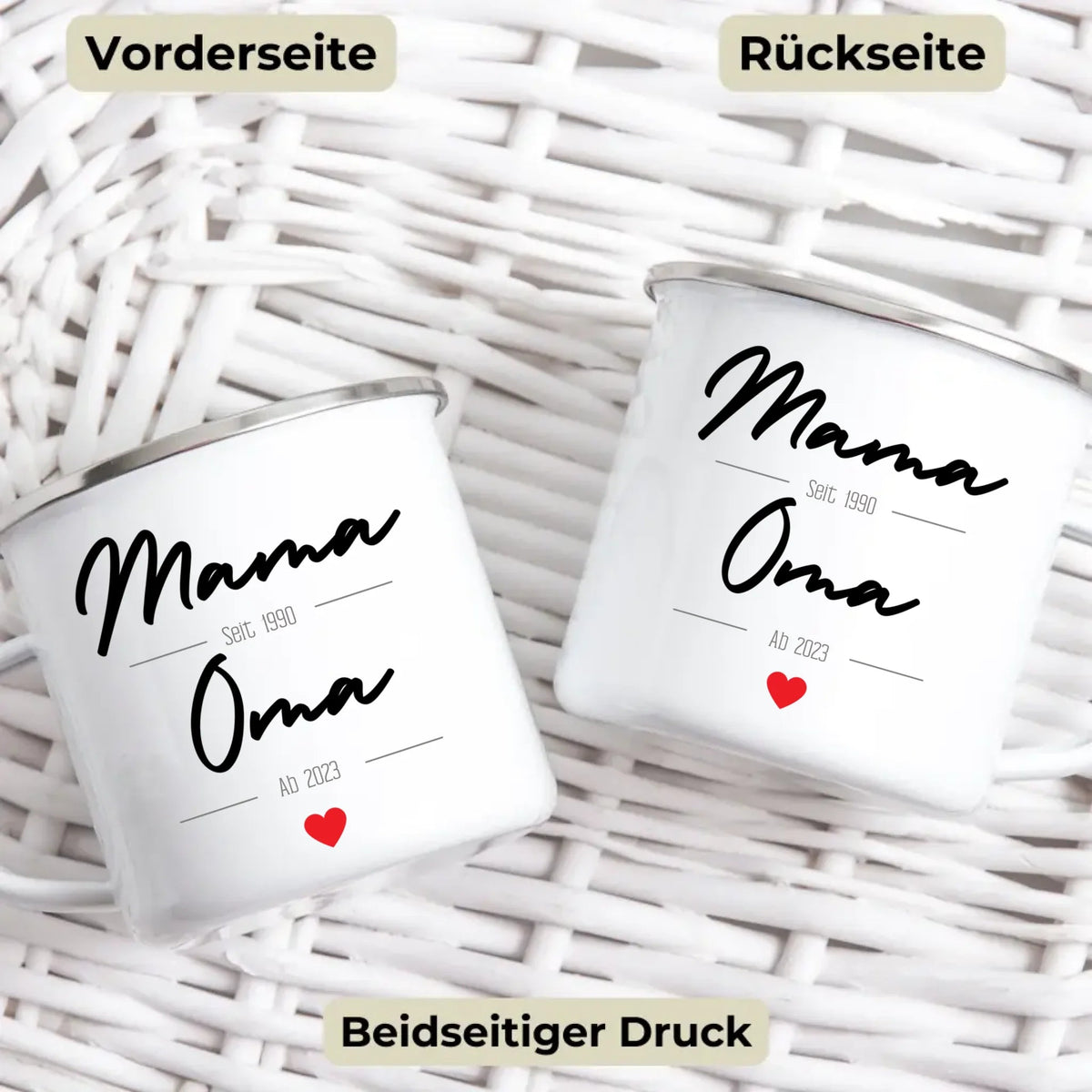 Personalisiertes Tasse Schwangerschaft verkünden: Mama seit..Oma ab.. | Geschenk zur Geburt Little Mathilda Little Mathilda Emaille Tasse