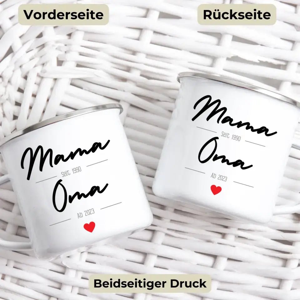 Personalisiertes Tasse Schwangerschaft verkünden: Mama seit..Oma ab.. | Geschenk zur Geburt Little Mathilda Little Mathilda Emaille Tasse