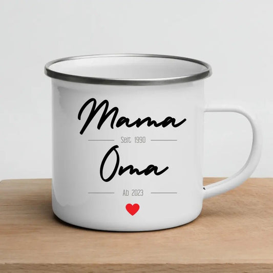 Personalisiertes Tasse Schwangerschaft verkünden: Mama seit..Oma ab.. | Geschenk zur Geburt Little Mathilda Little Mathilda Emaille Tasse