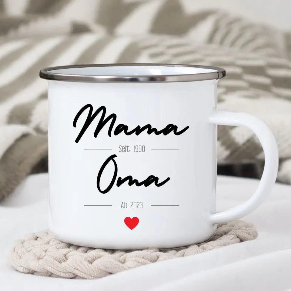 Personalisiertes Tasse Schwangerschaft verkünden: Mama seit..Oma ab.. | Geschenk zur Geburt Little Mathilda Little Mathilda Emaille Tasse