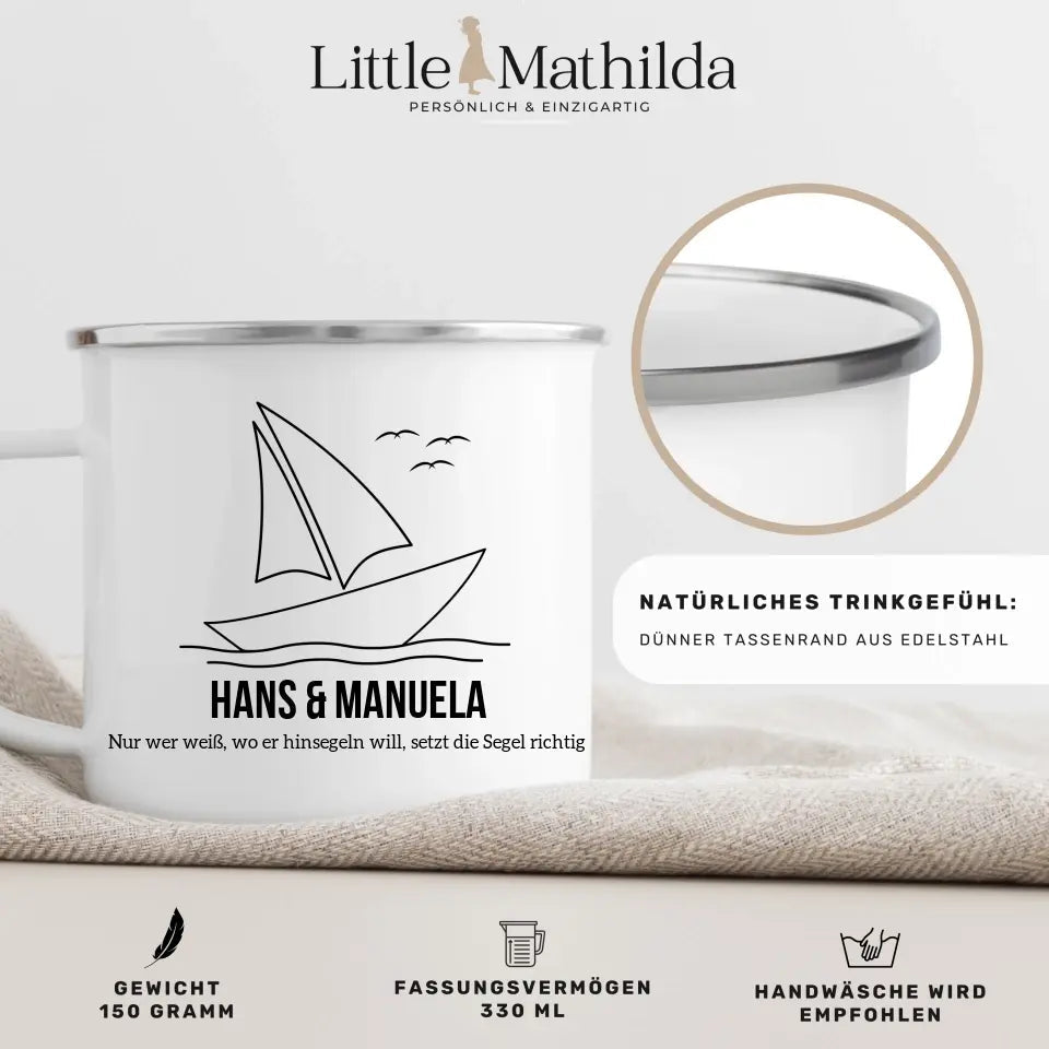 Segelboot Tasse mit Namen Little Mathilda Little Mathilda Emaille Tasse