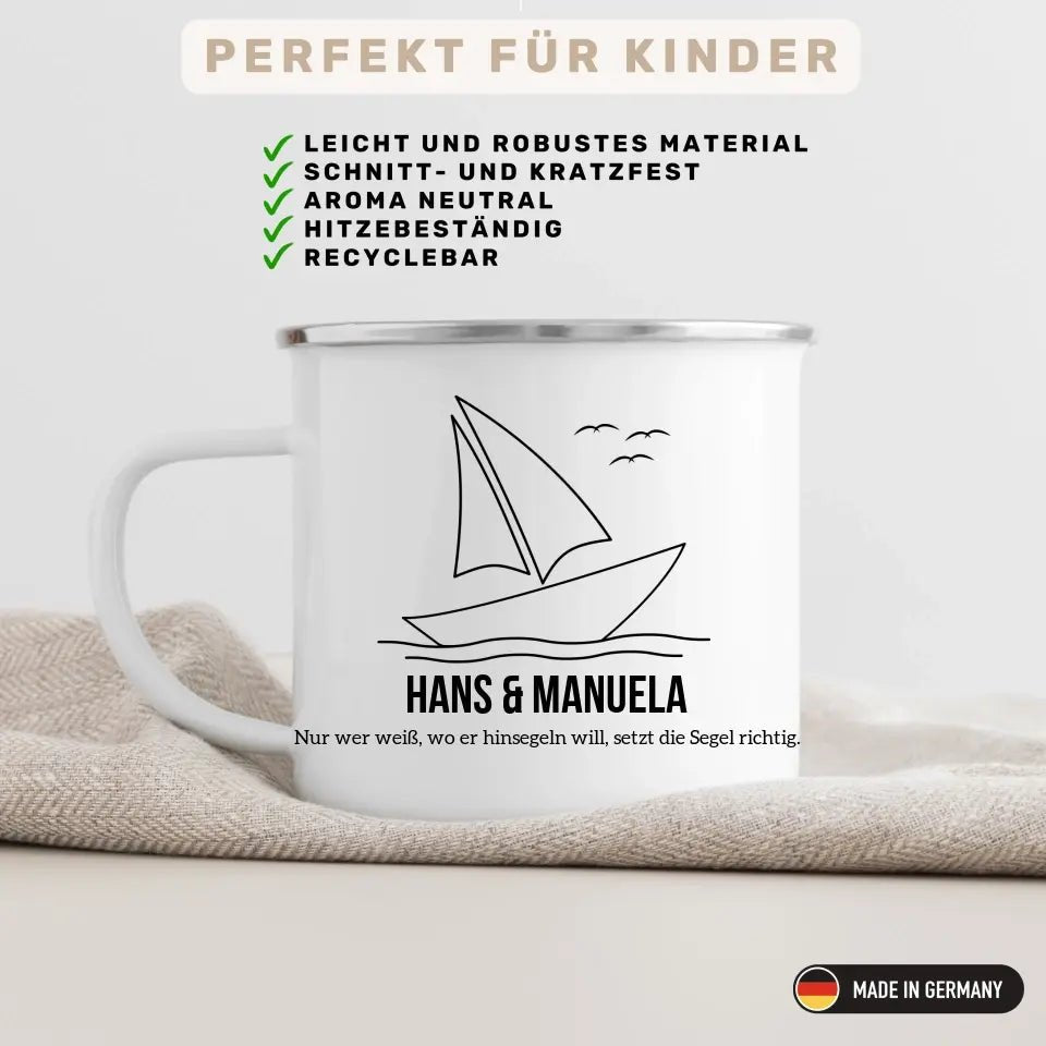 Segelboot Tasse mit Namen Little Mathilda Little Mathilda Emaille Tasse