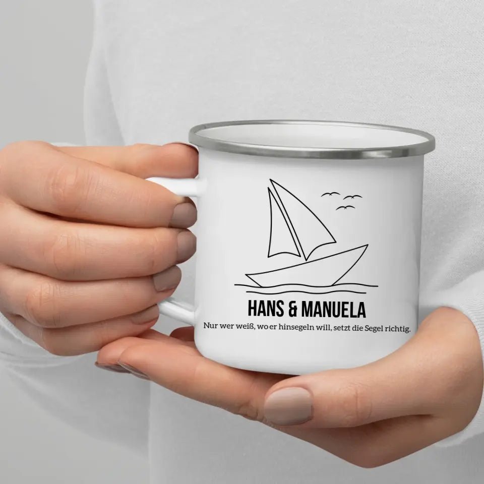 Segelboot Tasse mit Namen Little Mathilda Little Mathilda Emaille Tasse
