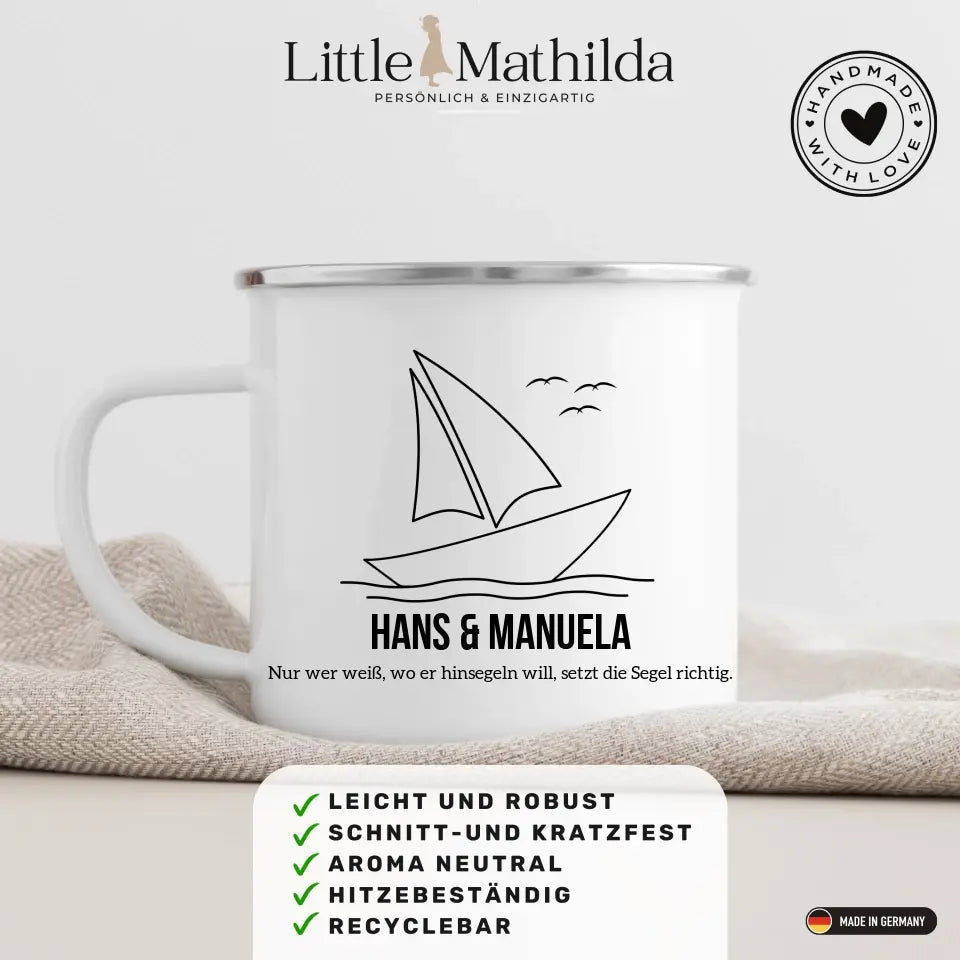 Segelboot Tasse mit Namen Little Mathilda Little Mathilda Emaille Tasse