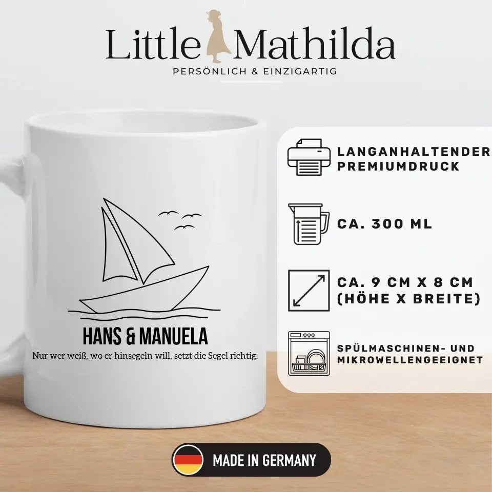 Segelboot Tasse mit Namen Little Mathilda Little Mathilda Emaille Tasse