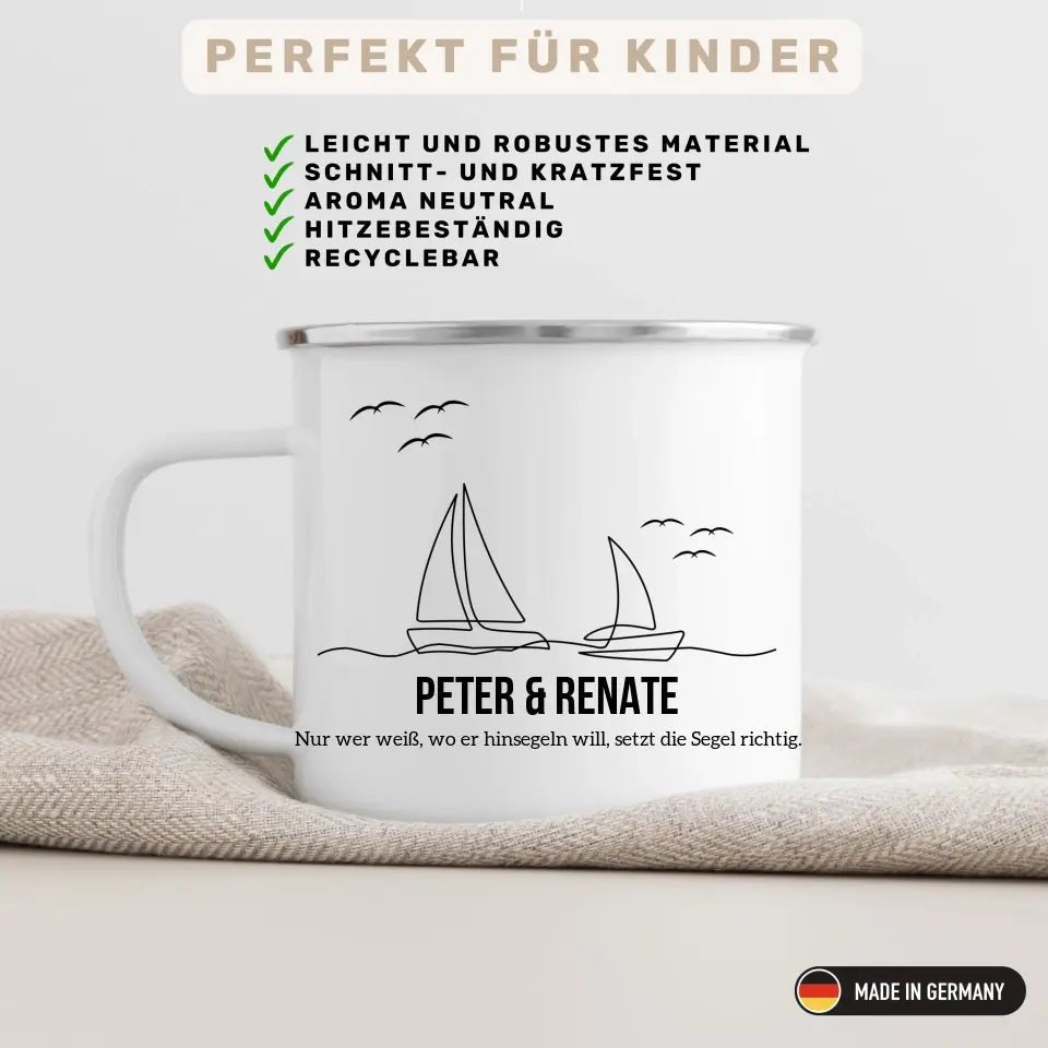 Segler Tasse mit Namen Little Mathilda merchOne Emaille Tasse