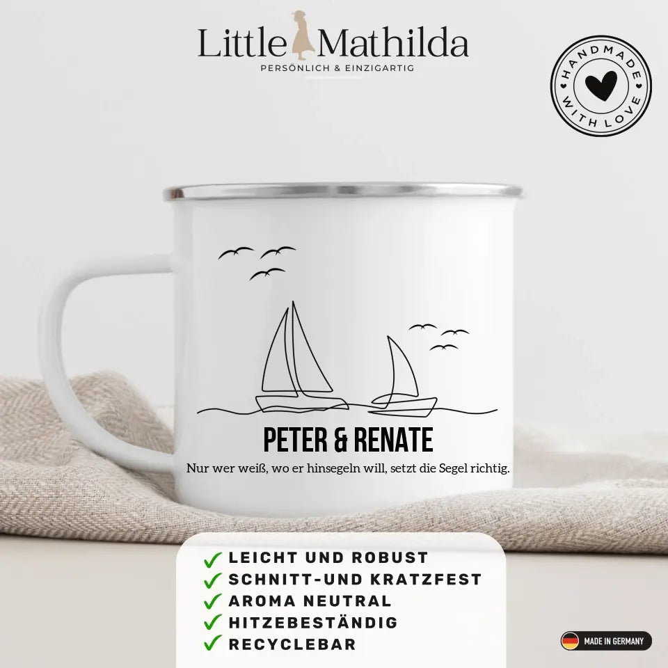Segler Tasse mit Namen Little Mathilda merchOne Emaille Tasse