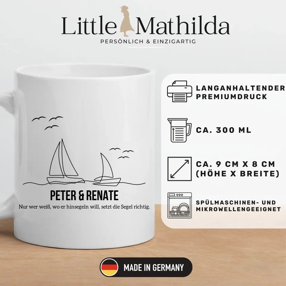 Segler Tasse mit Namen Little Mathilda merchOne Emaille Tasse