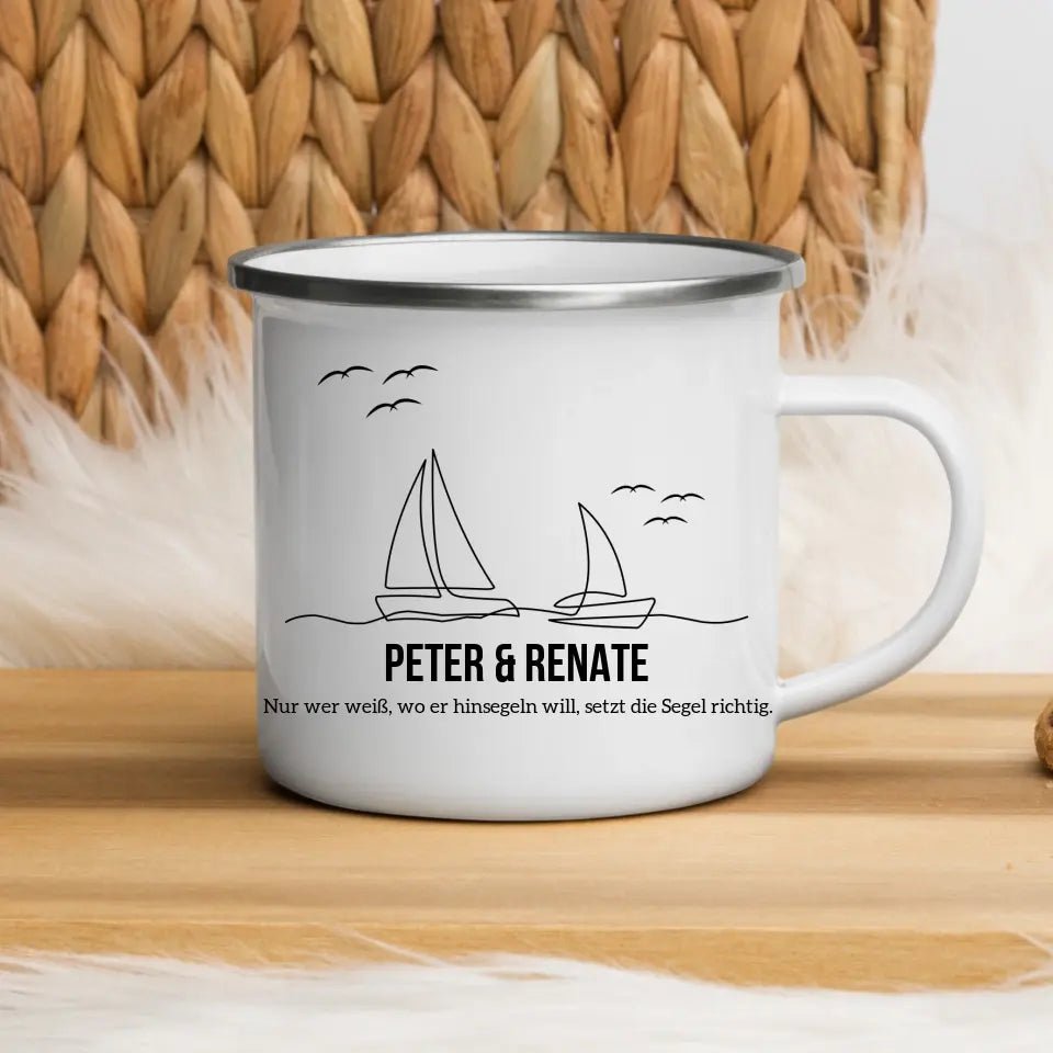 Segler Tasse mit Namen Little Mathilda merchOne Emaille Tasse