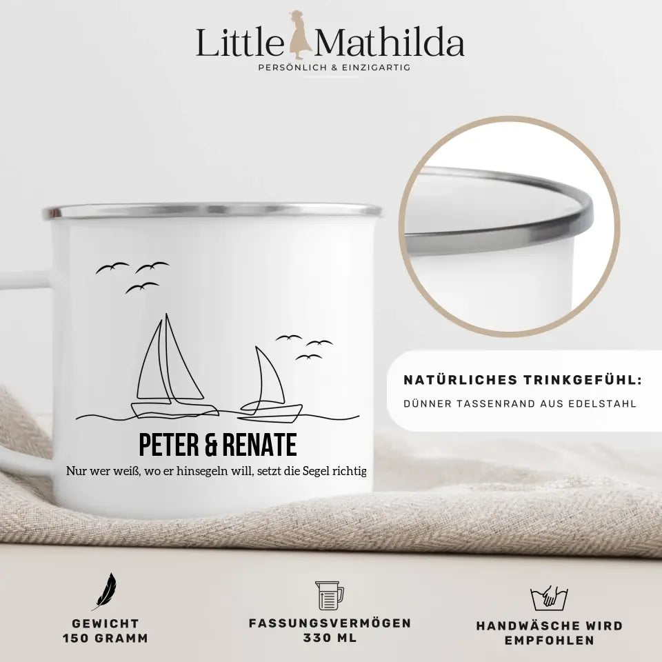 Segler Tasse mit Namen Little Mathilda merchOne Emaille Tasse