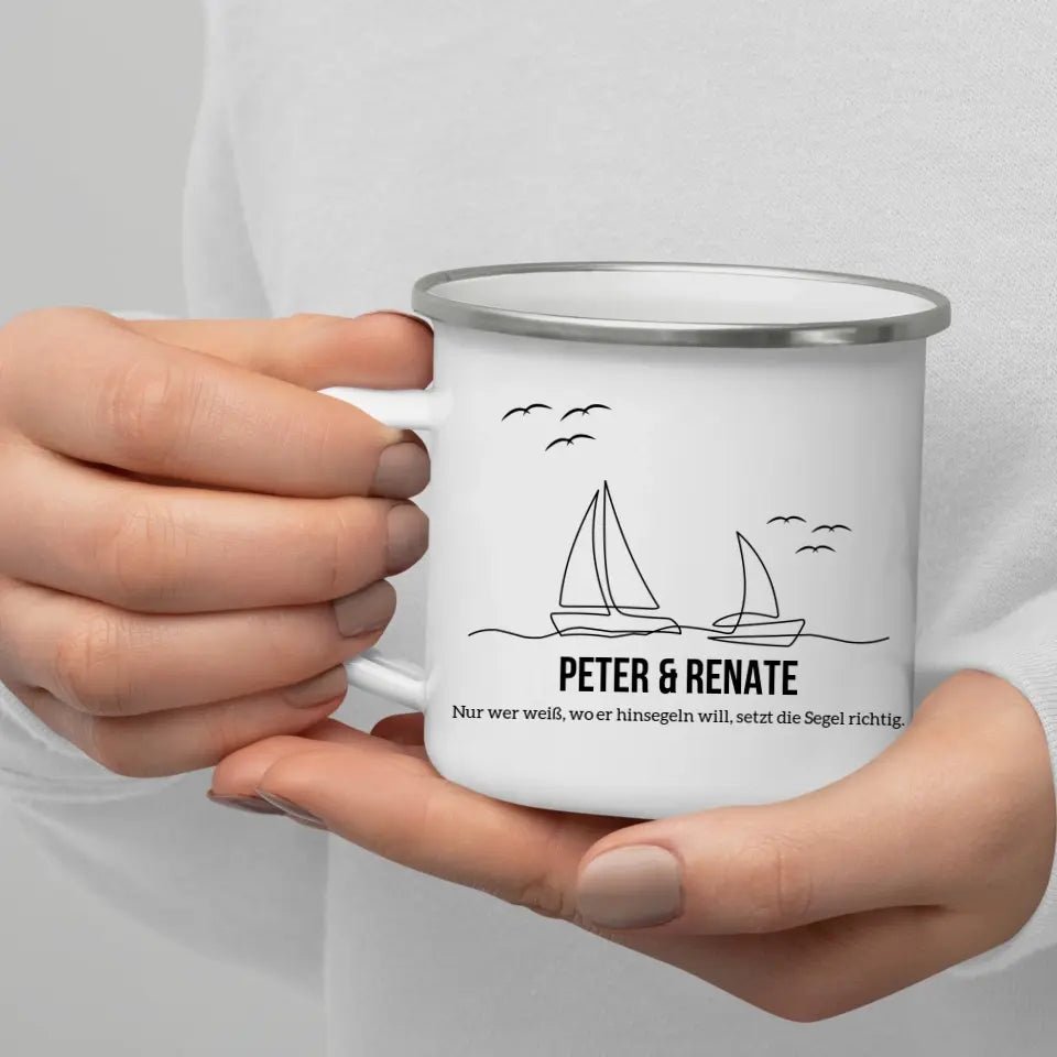 Segler Tasse mit Namen Little Mathilda merchOne Emaille Tasse