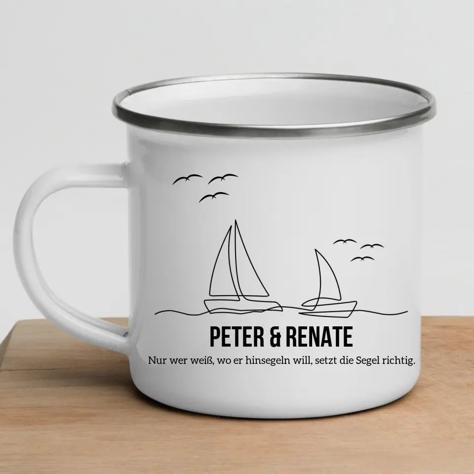 Segler Tasse mit Namen Little Mathilda merchOne Emaille Tasse