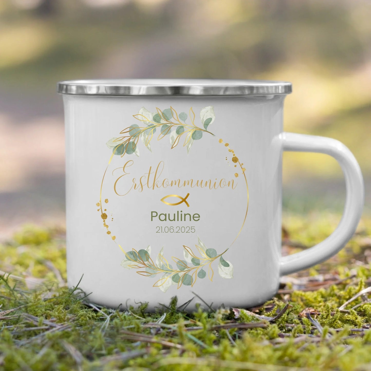 Tasse zur Erstkommunion Blumenkranz Little Mathilda Little Mathilda Emaille Tasse