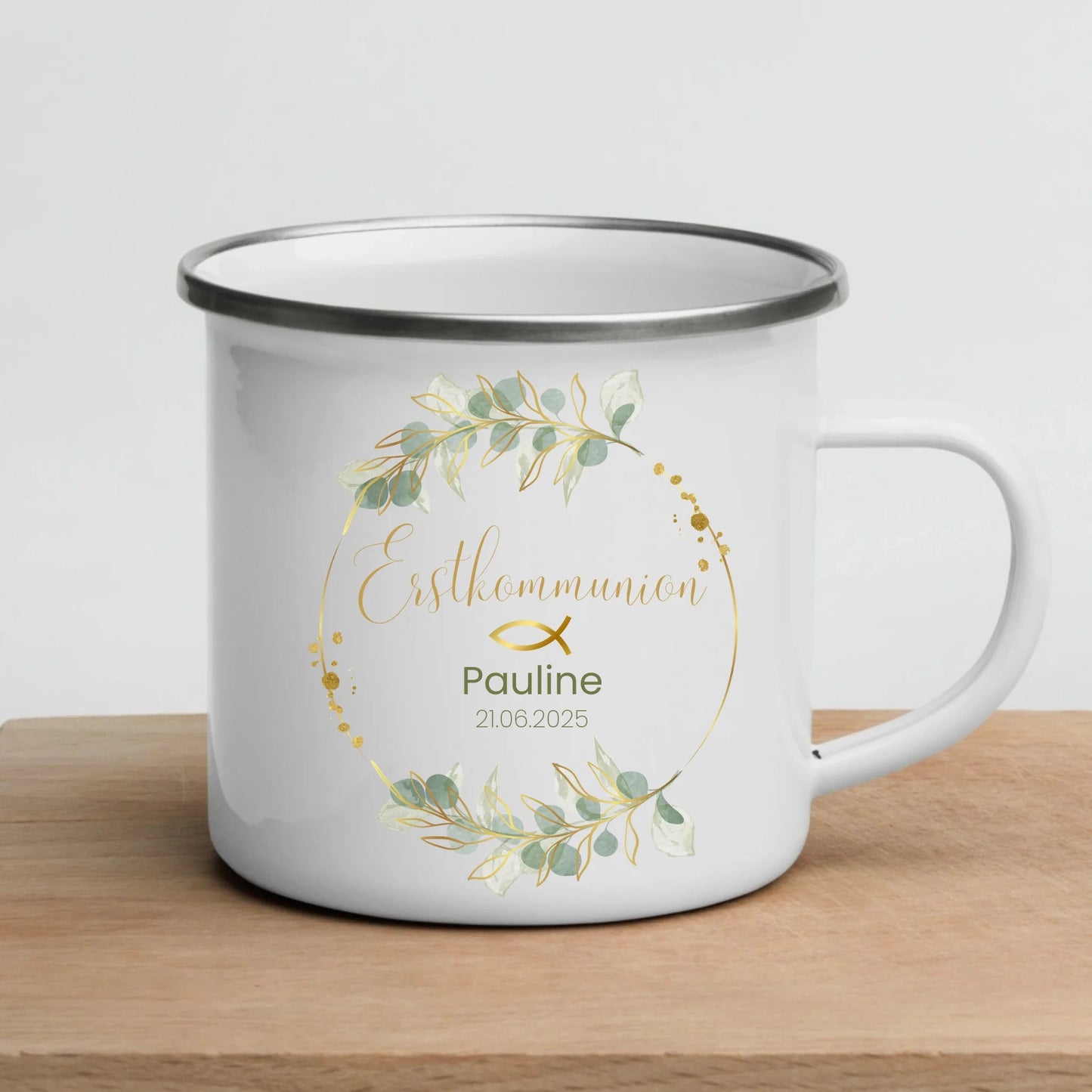 Tasse zur Erstkommunion Blumenkranz Little Mathilda Little Mathilda Emaille Tasse