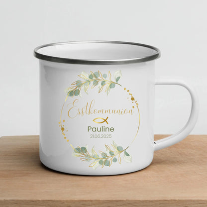 Tasse zur Erstkommunion Blumenkranz Little Mathilda Little Mathilda Emaille Tasse