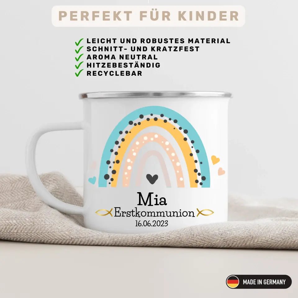 Tasse zur Erstkommunion Regenbogen Little Mathilda Little Mathilda Emaille Tasse
