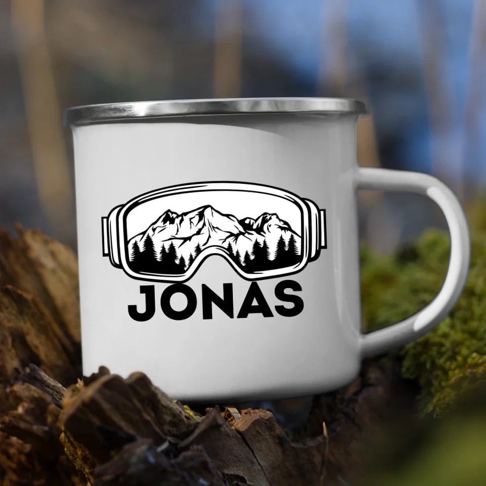 Skifahrer Tasse mit Namen Little Mathilda Little Mathilda Keramik Tasse, Emaille Tasse