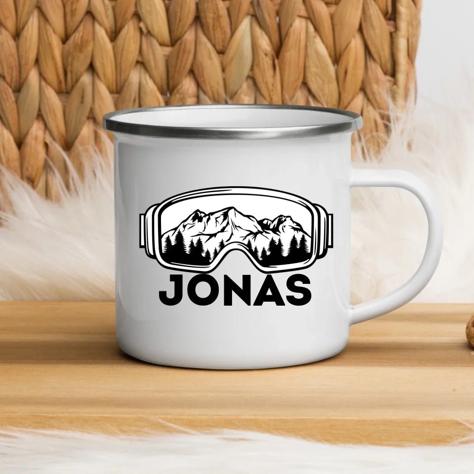 Skifahrer Tasse mit Namen Little Mathilda Little Mathilda Keramik Tasse, Emaille Tasse