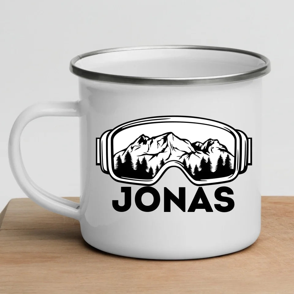 Skifahrer Tasse mit Namen Little Mathilda Little Mathilda Keramik Tasse, Emaille Tasse