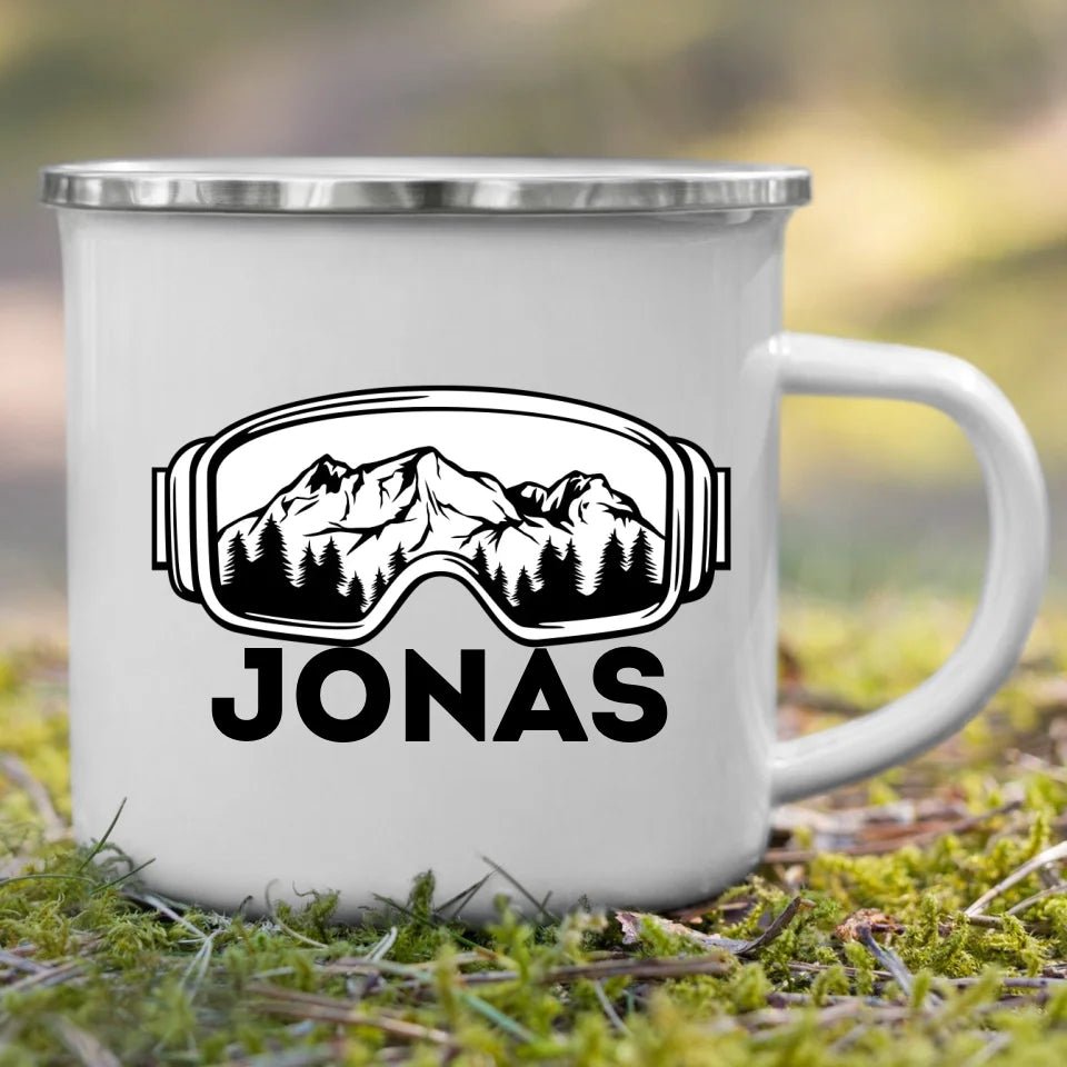 Skifahrer Tasse mit Namen Little Mathilda Little Mathilda Keramik Tasse, Emaille Tasse