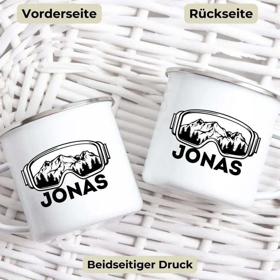 Skifahrer Tasse mit Namen Little Mathilda Little Mathilda Keramik Tasse, Emaille Tasse