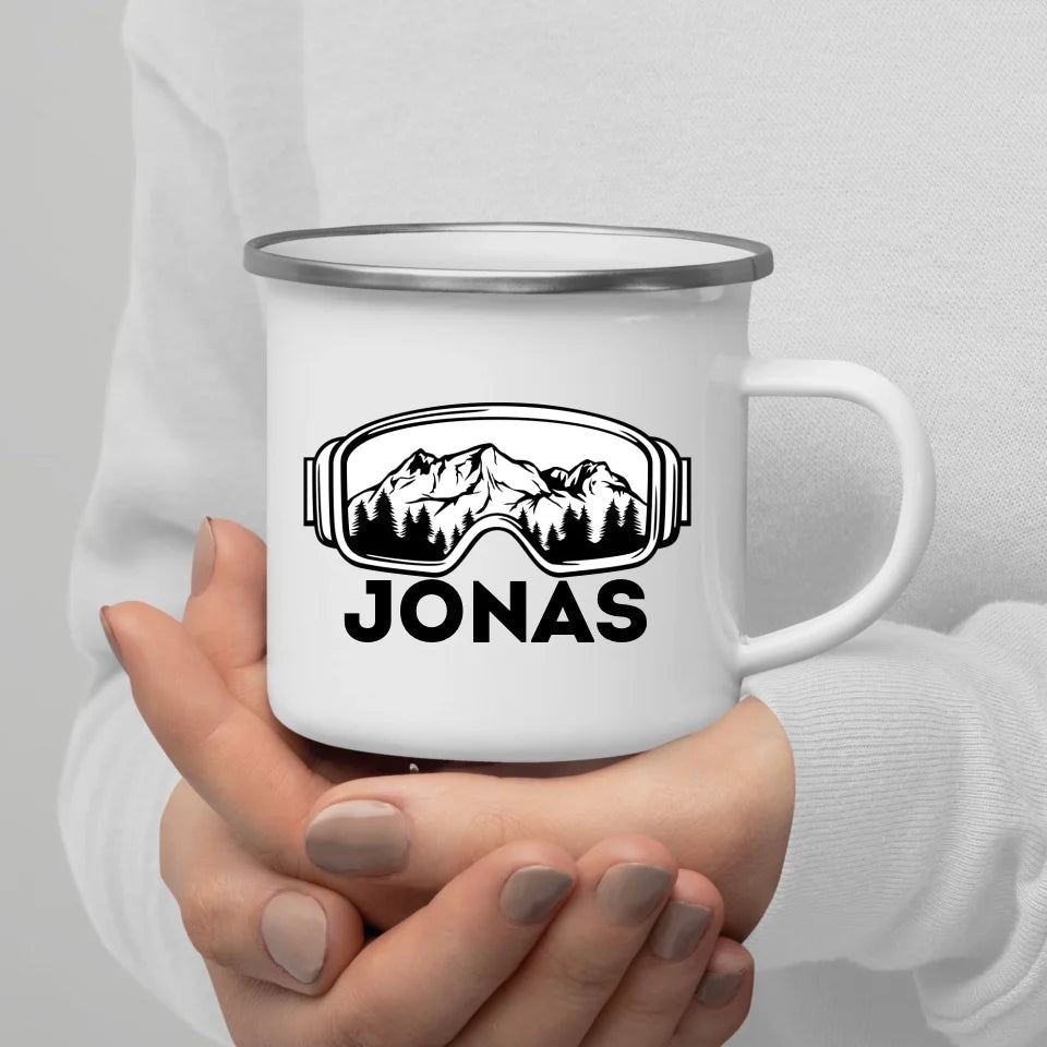 Skifahrer Tasse mit Namen Little Mathilda Little Mathilda Keramik Tasse, Emaille Tasse