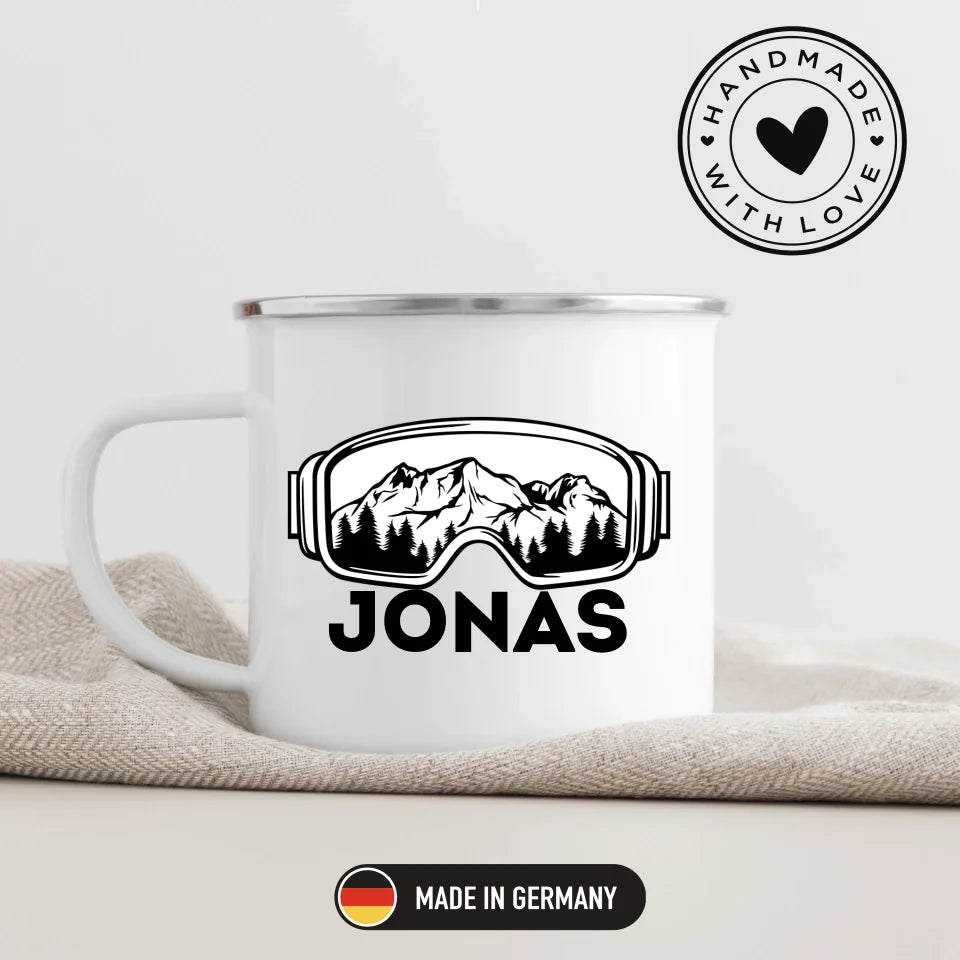 Skifahrer Tasse mit Namen Little Mathilda Little Mathilda Keramik Tasse, Emaille Tasse