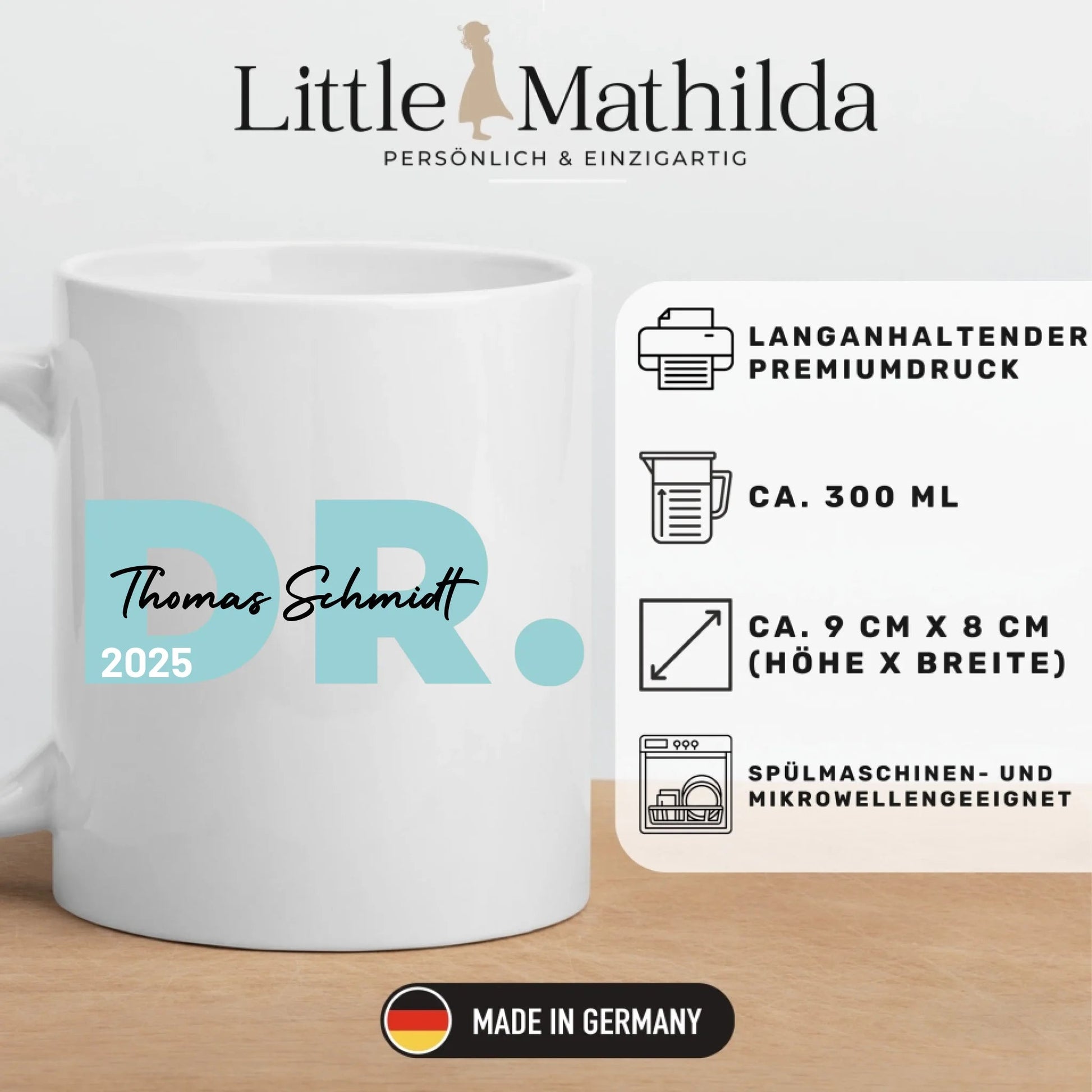 Geschenk zum Doktortitel: Personalisierte Tasse Doktor 2025 Little Mathilda Little Mathilda Keramik Tasse