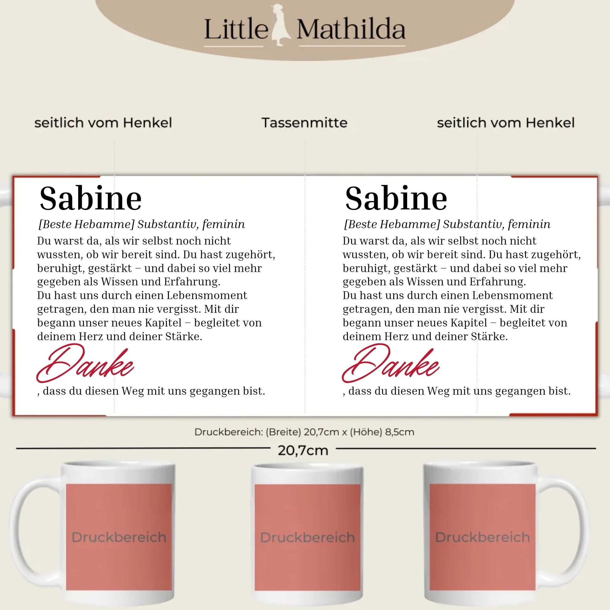 Personalisierte Keramik Tasse Druckbereich 360 Grad