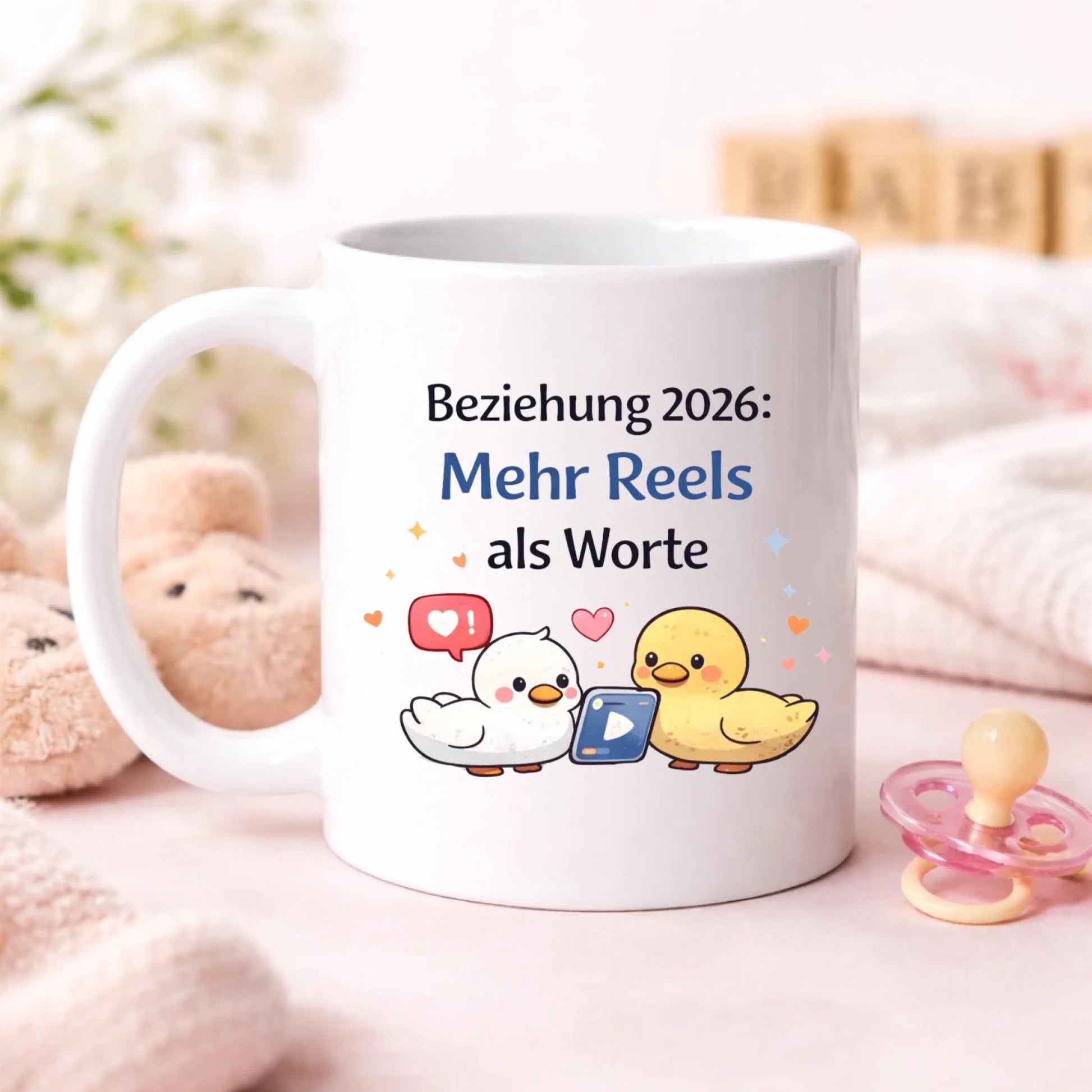 Kaffeetasse Tasse mit Spruch: Beziehungen 2026 Mehr Reels als Worte Little Mathilda Little Mathilda Keramik Tasse