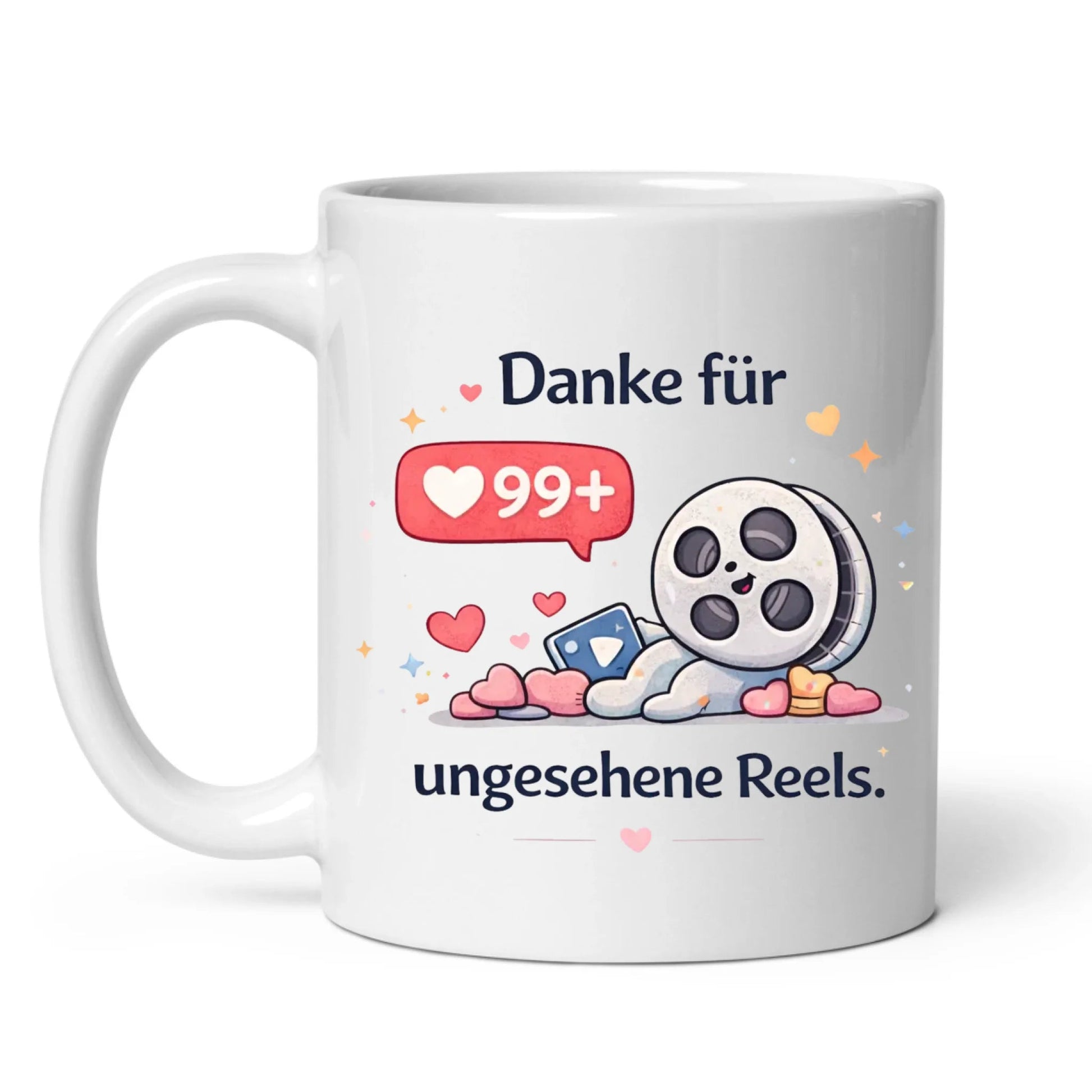 Kaffeetasse Tasse mit Spruch: Danke für 99+ ungesehene Reels Little Mathilda Little Mathilda Keramik Tasse