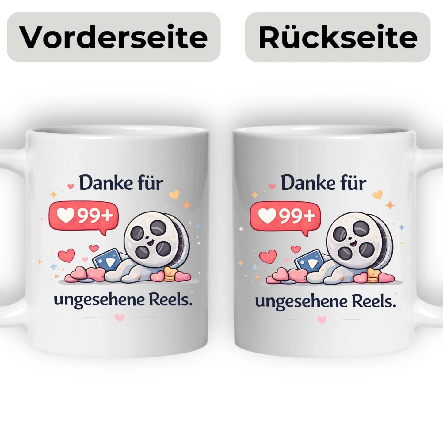 Kaffeetasse Tasse mit Spruch: Danke für 99+ ungesehene Reels Little Mathilda Little Mathilda Keramik Tasse