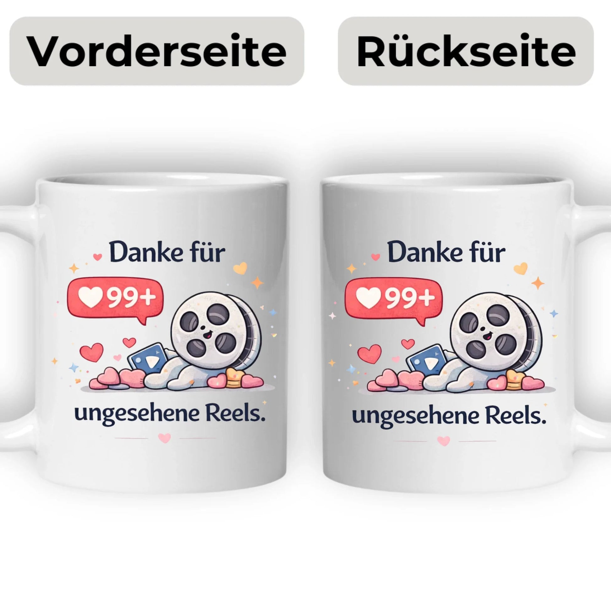 Kaffeetasse Tasse mit Spruch: Danke für 99+ ungesehene Reels Little Mathilda Little Mathilda Keramik Tasse