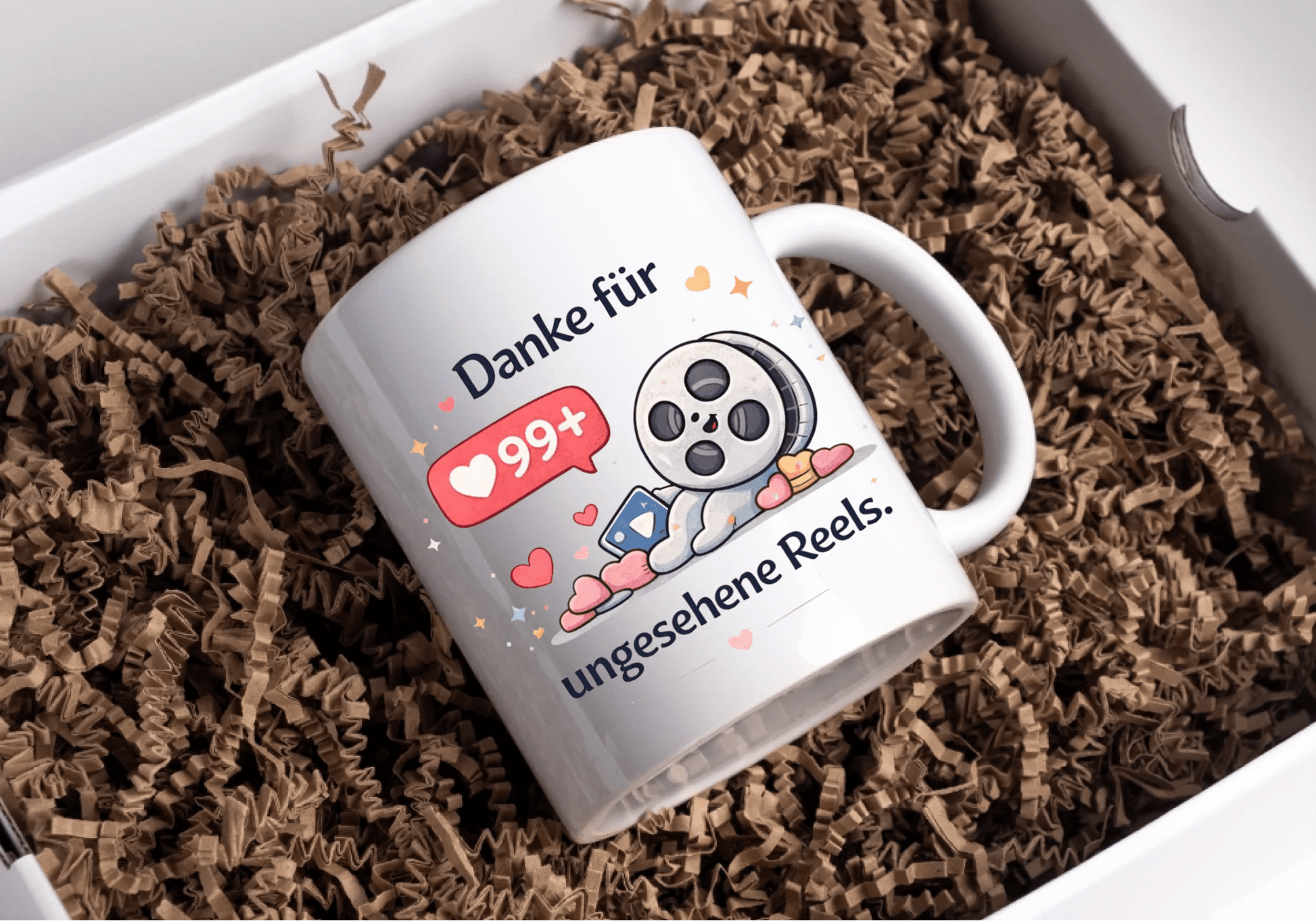 Kaffeetasse Tasse mit Spruch: Danke für 99+ ungesehene Reels Little Mathilda Little Mathilda Keramik Tasse