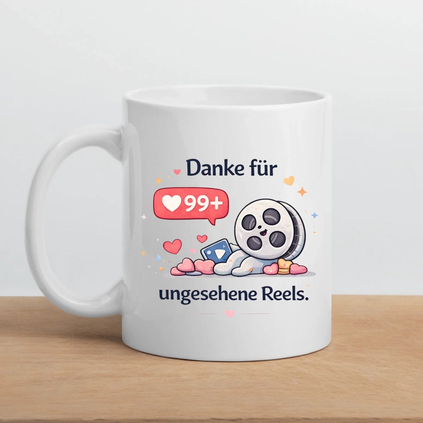 Kaffeetasse Tasse mit Spruch: Danke für 99+ ungesehene Reels Little Mathilda Little Mathilda Keramik Tasse